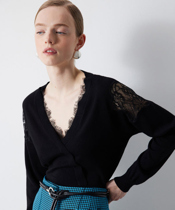 Ipekyol Lace Garnished Knitwear Black