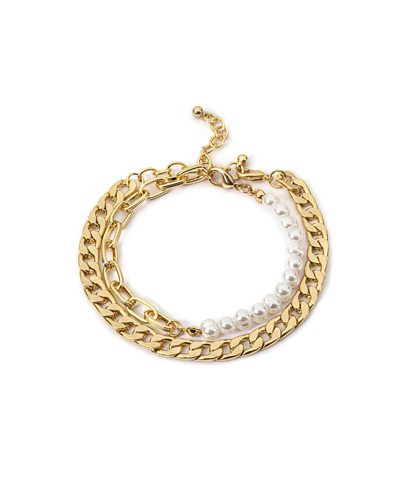 Ipekyol Chain Bracelet With Faux Pearls Gold