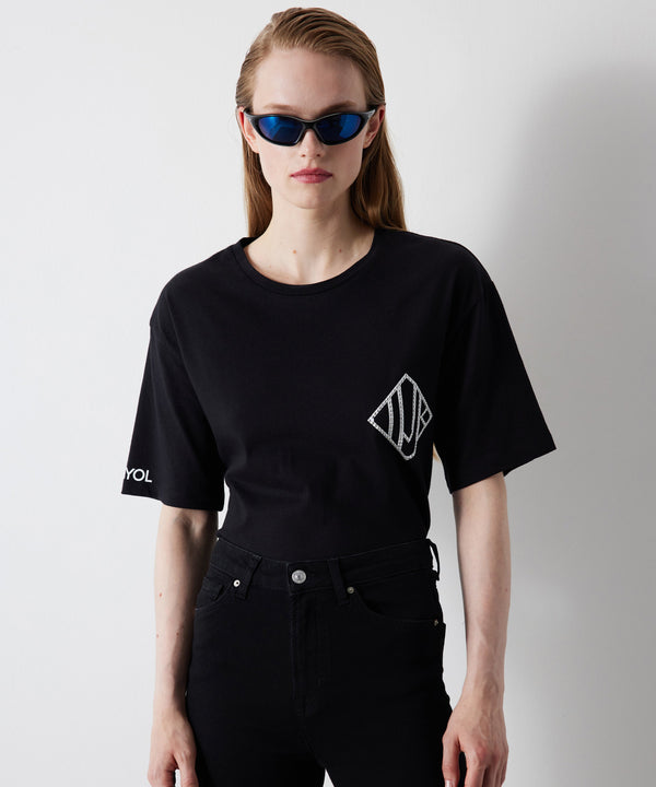 Ipekyol Monogram Print T-Shirt Black