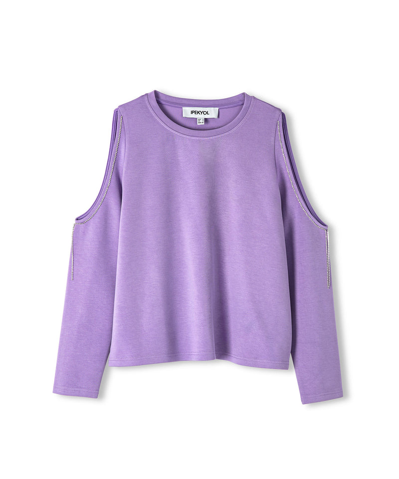 Ipekyol Stone Striped Cutout Sweatshirt Lilac