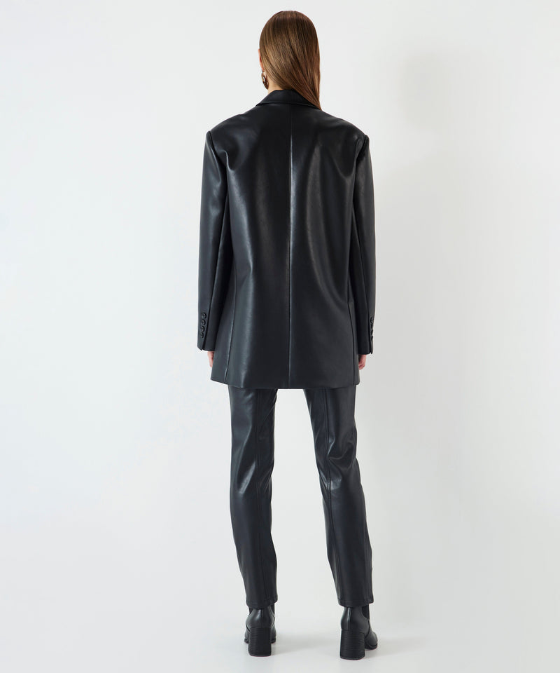 Ipekyol Leather Look Oversize Blazer Black