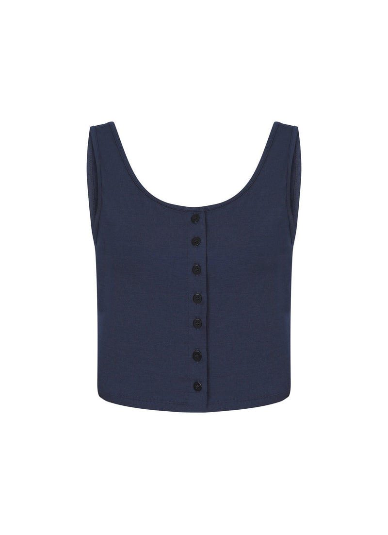 Nu Sleeveless Cropped Blouse Indigo