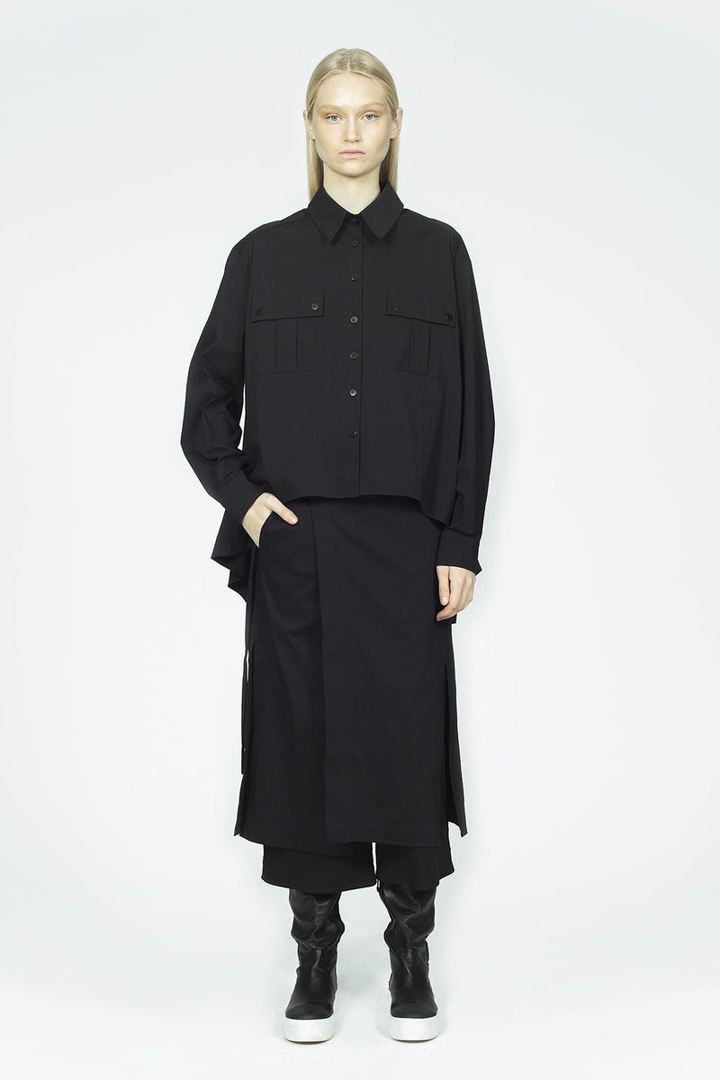 Nu Long Sleeve Dip Hem Shirt Black