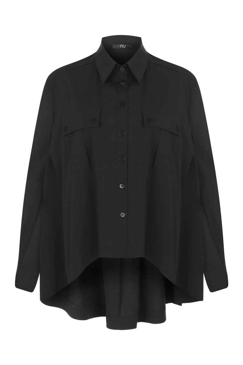 Nu Long Sleeve Dip Hem Shirt Black