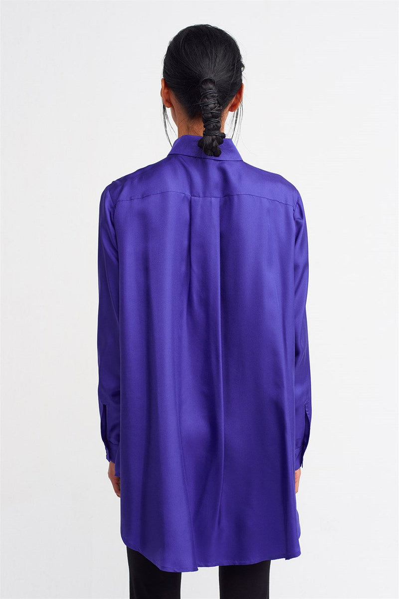 Nu  Long Sleeve Silk Shirt Royal Purple