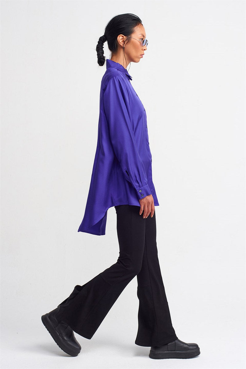 Nu  Long Sleeve Silk Shirt Royal Purple