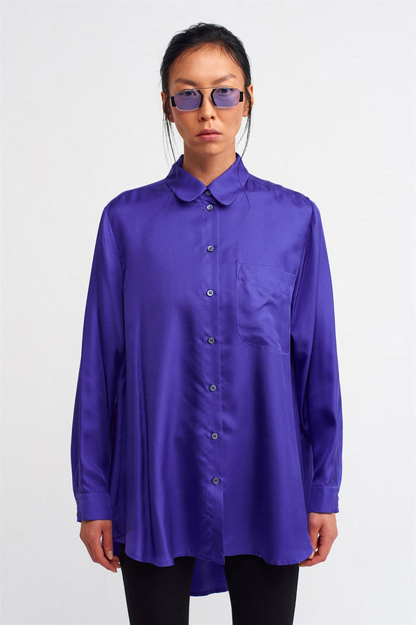 Nu  Long Sleeve Silk Shirt Royal Purple