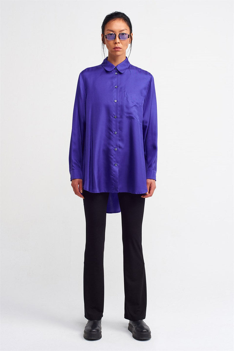 Nu  Long Sleeve Silk Shirt Royal Purple