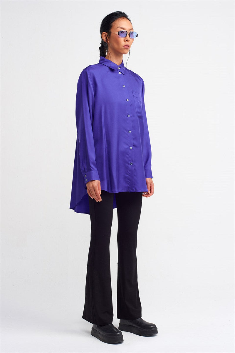 Nu  Long Sleeve Silk Shirt Royal Purple