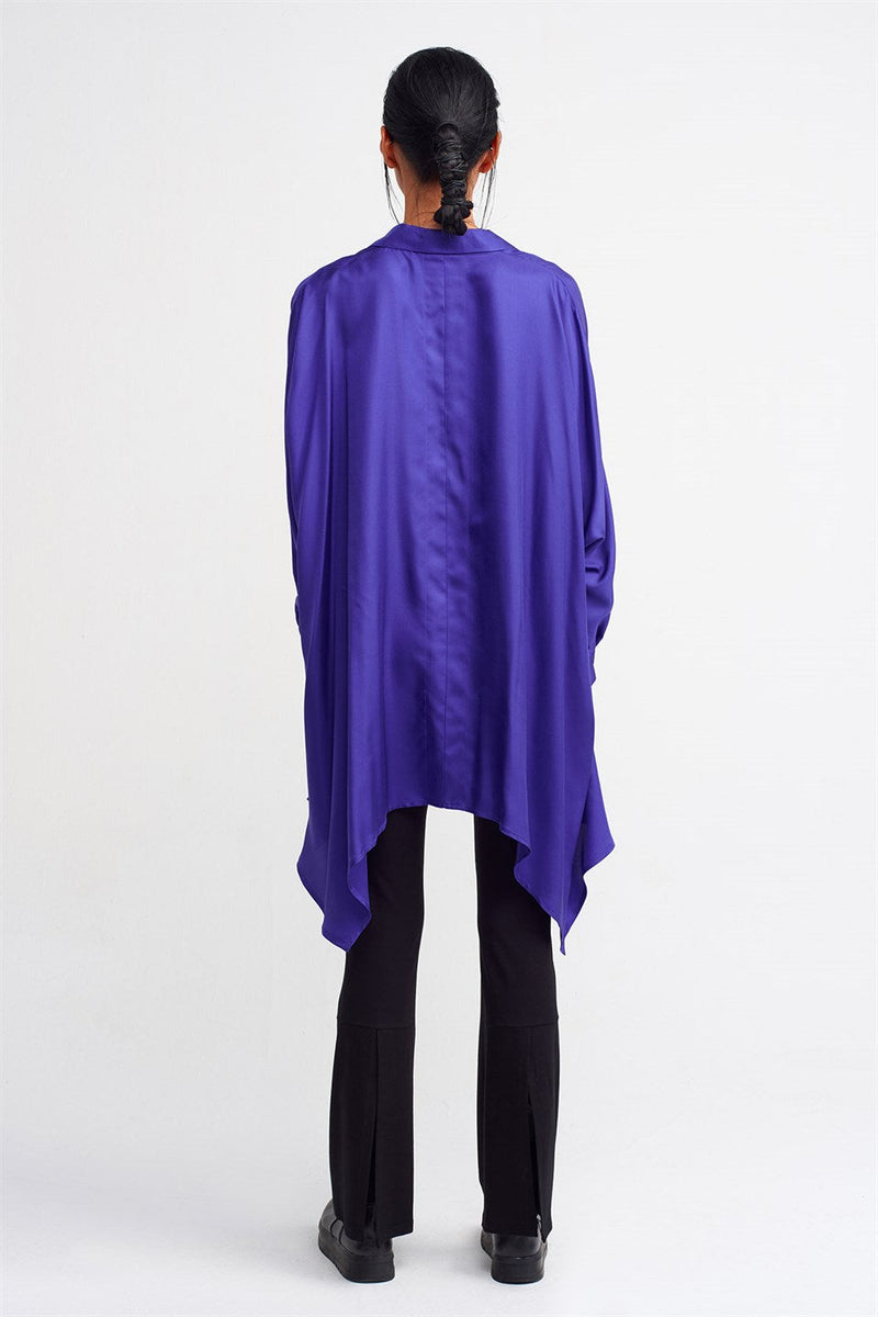 Nu  V-Neck Asymmetrical Blouse Royal Purple