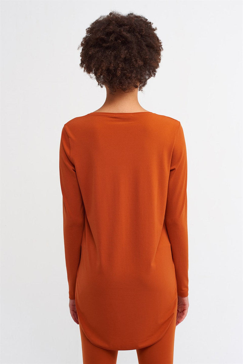 Nu Dip Hem T-Shirt Terra Cotta