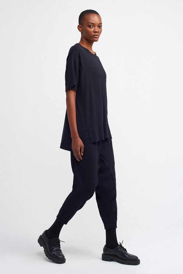 Nu  Knit Short Sleeve Top Black