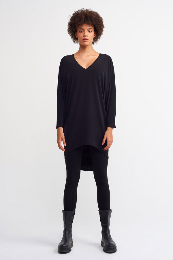 Nu  Basic V-Neck Top Black