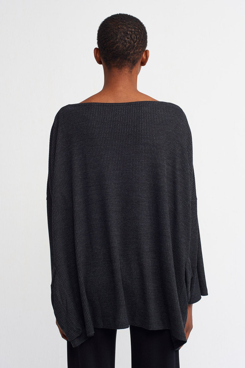 Nu  Oversized Knit Top Antrasit Melanj