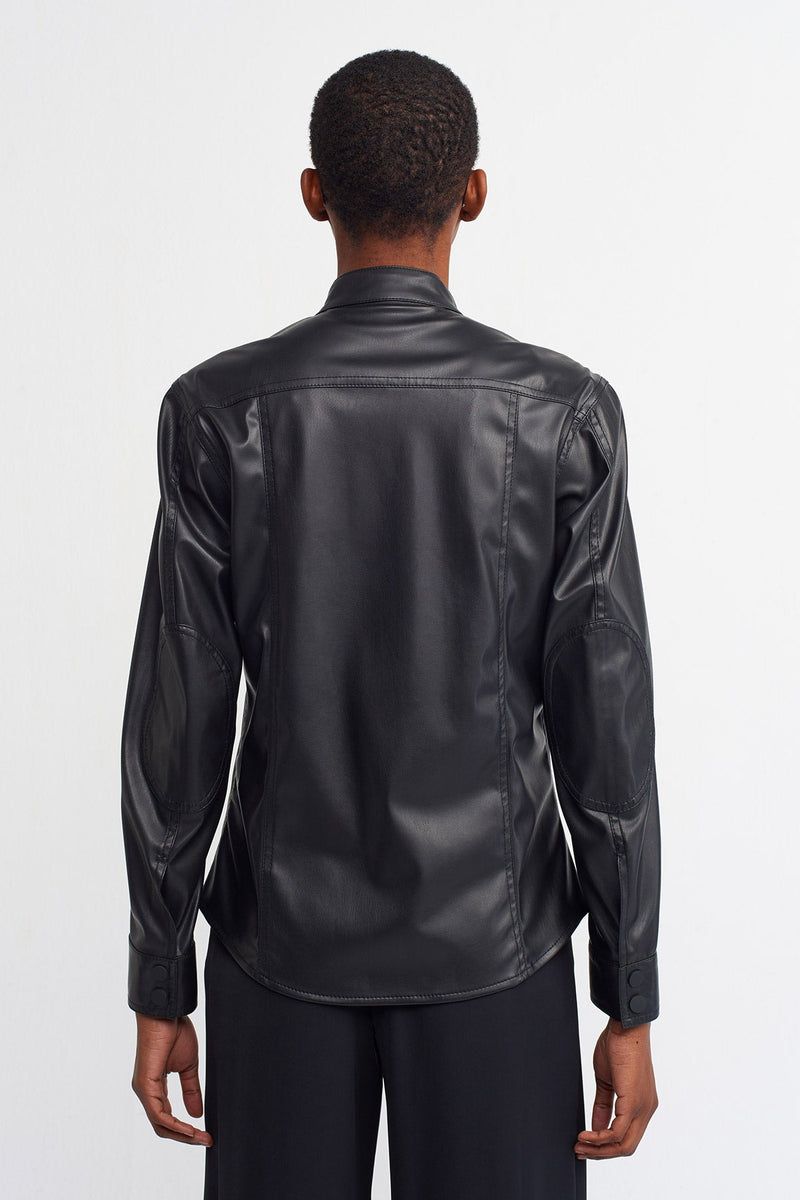 Nu  Leather Shirt Jacket Black