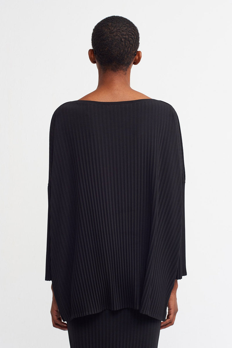 Nu  Basic Oversized Ribbed Blouse Black