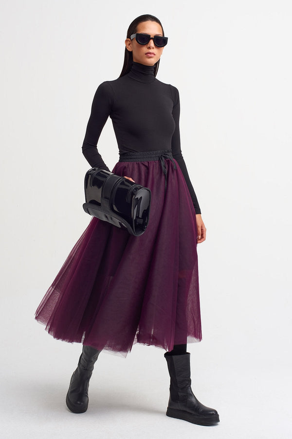 Nu Organza Midi Skirt Plum