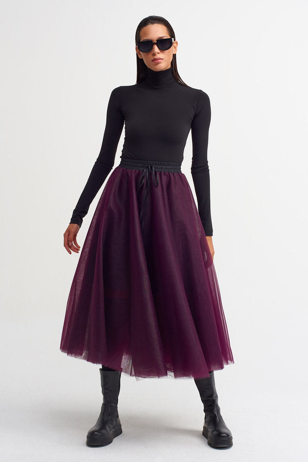 Nu Organza Midi Skirt Plum