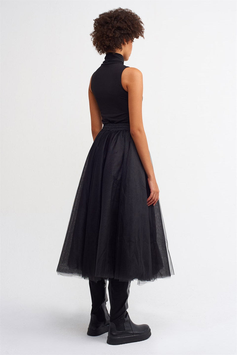 Nu Organza Midi Skirt Black