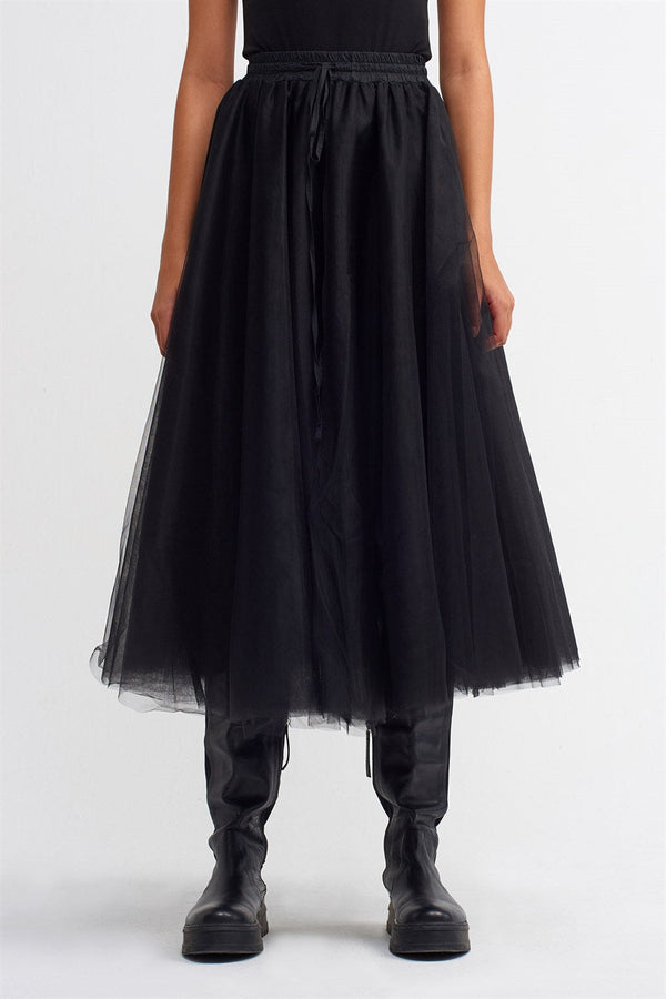 Nu Organza Midi Skirt Black