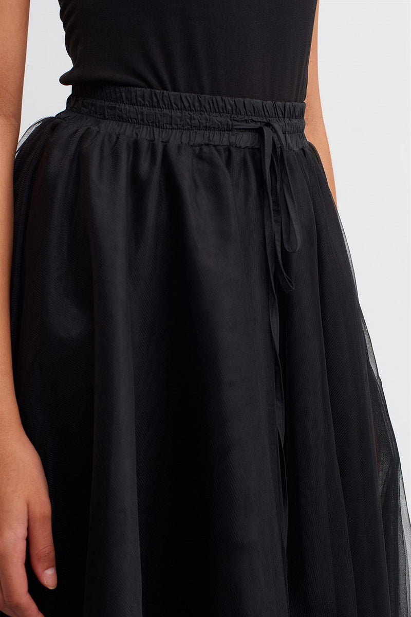 Nu Organza Midi Skirt Black