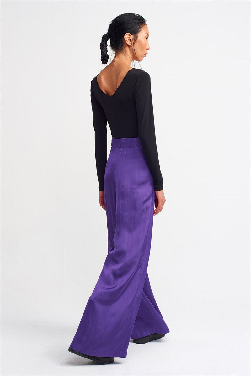 Nu  High Waist Palazzo Trouser Royal Purple