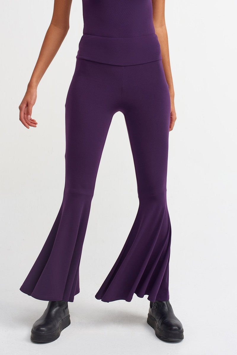 Nu Flare Hem Knit Trouser Plum