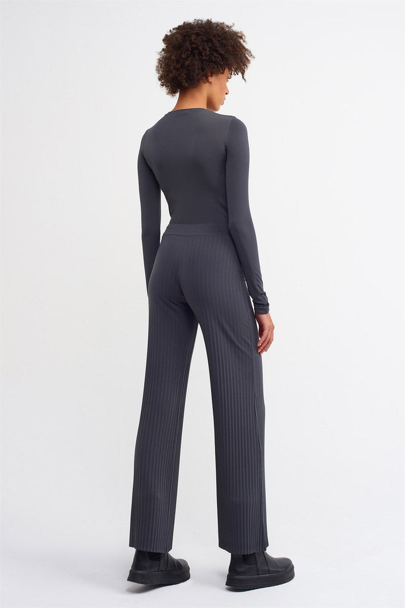 Nu Knit Ribbed Detail Trouser Ebony