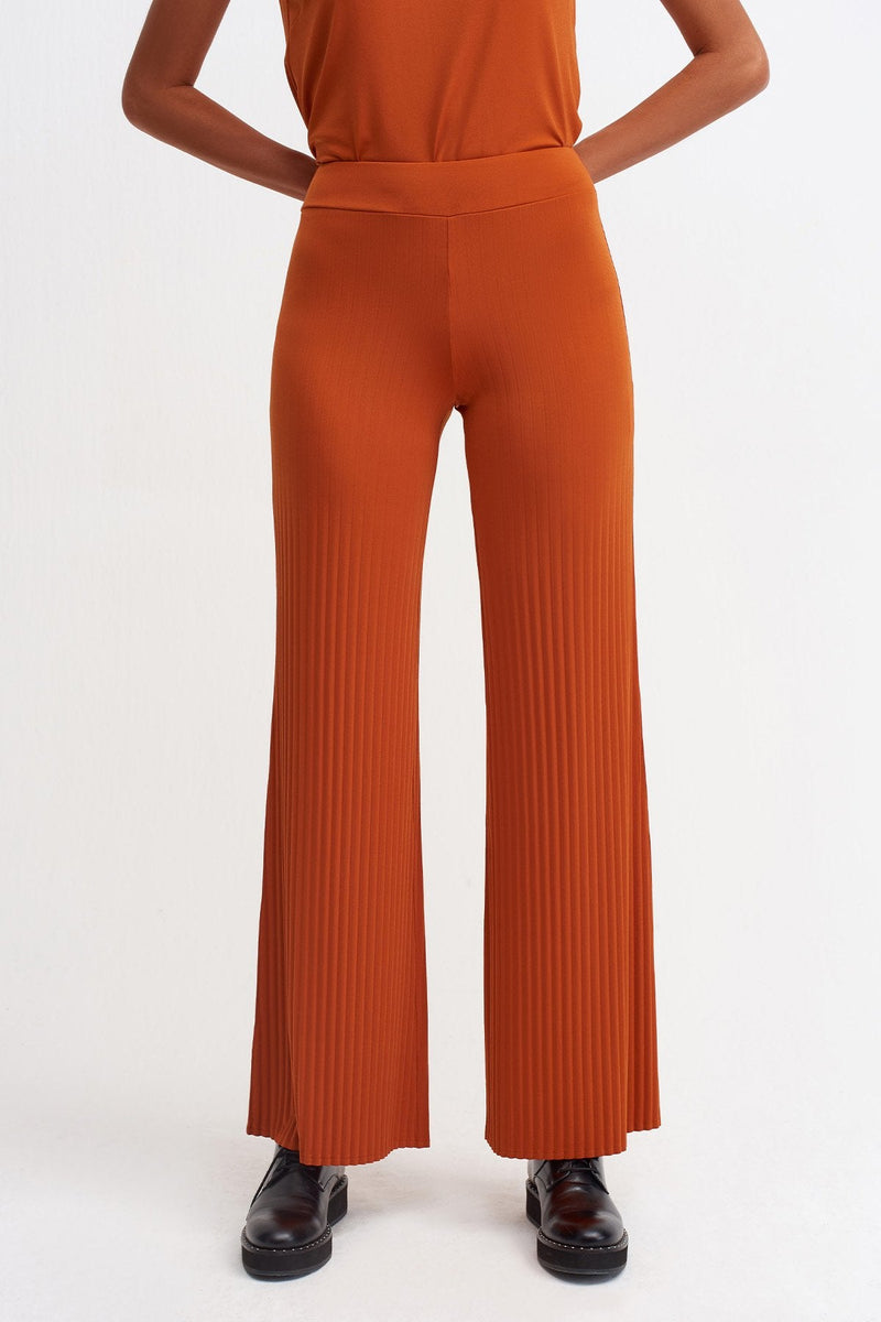 Nu Knit Ribbed Detail Trouser Terra Cotta