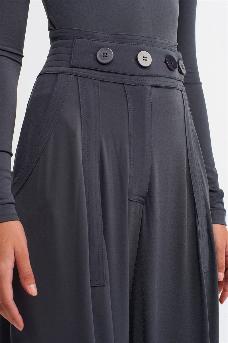 Nu Button Detail Trouser Ebony