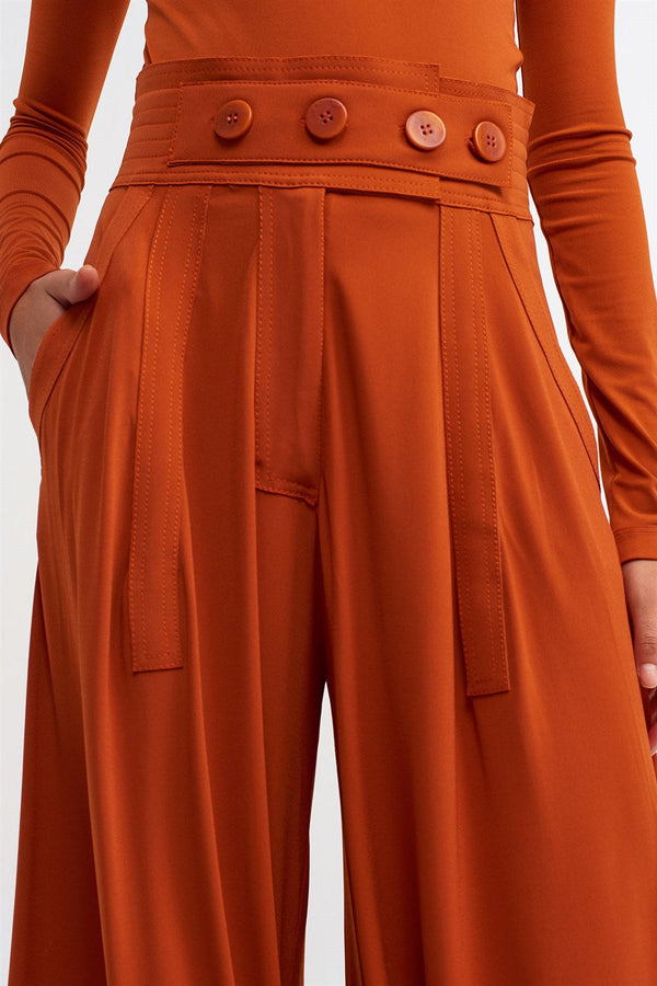 Nu Button Detail Trouser Terra Cotta