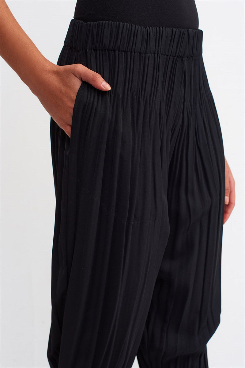 Nu High Waist Pleated Trouser Black