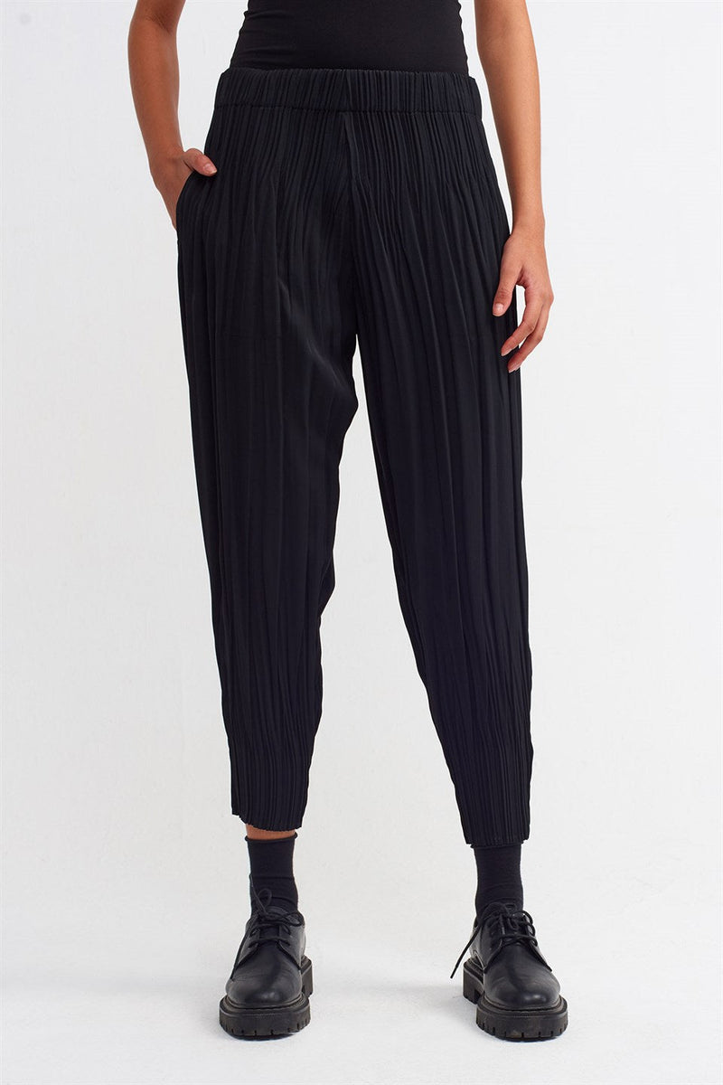 Nu High Waist Pleated Trouser Black