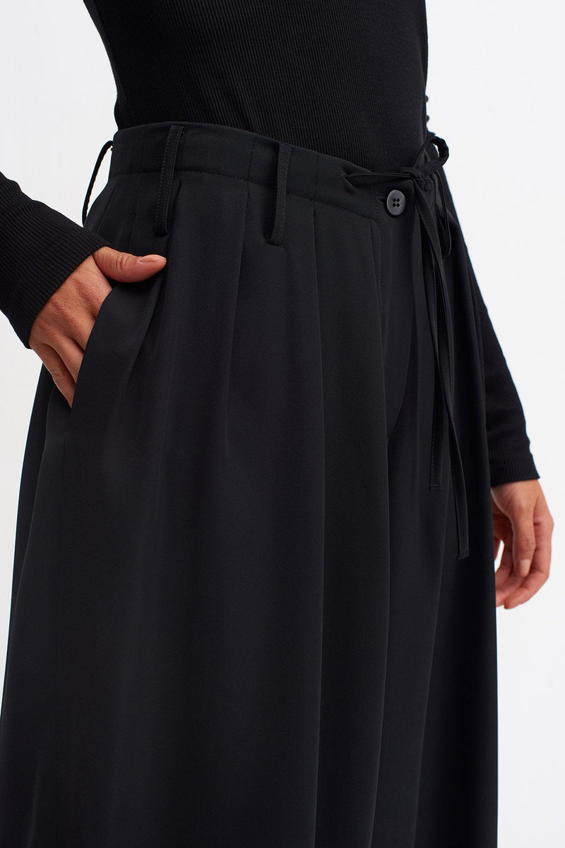 Nu Tie Detail Culotte Trouser Black