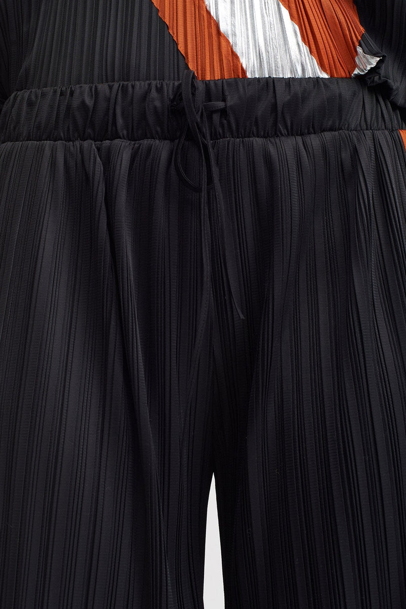 Nu Colorblock Pleated Trouser Silver/Black