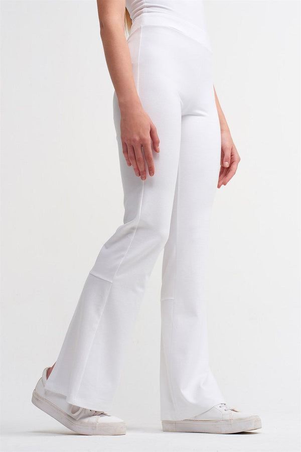 Nu Knit Slit Detail Trouser White