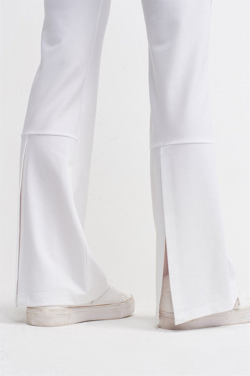 Nu Knit Slit Detail Trouser White