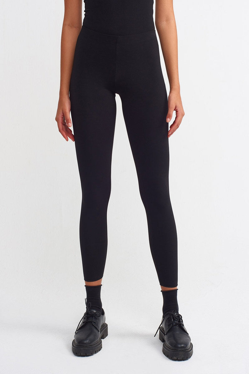 Nu  Basic Normal Waist Leggings Black