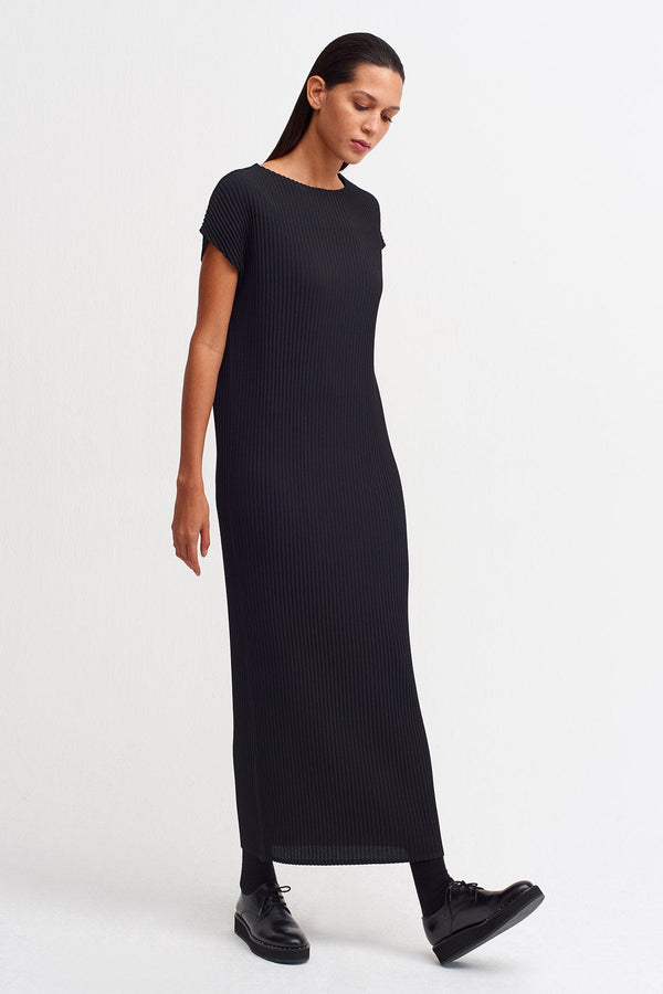 Nu Ribbed Detail Maxi Dress Black