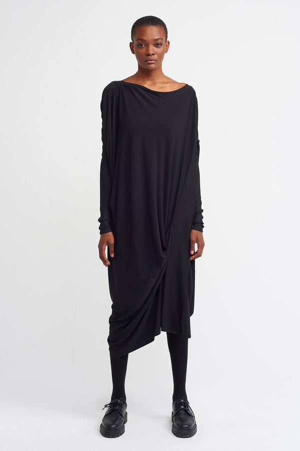 Nu  Drape Detail Jersey Dress Black