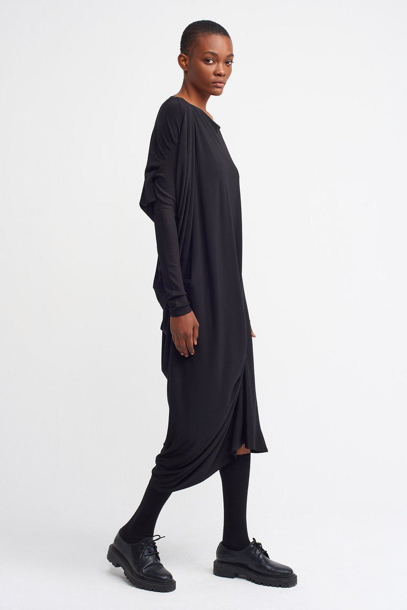 Nu  Drape Detail Jersey Dress Black