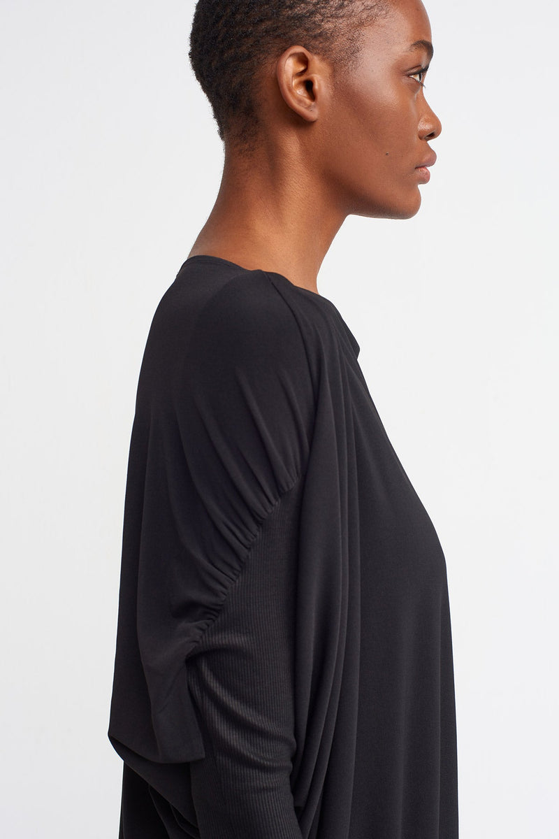 Nu  Drape Detail Jersey Dress Black