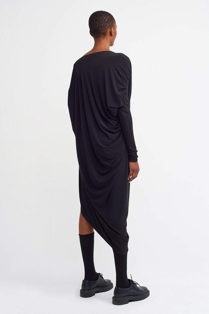 Nu  Drape Detail Jersey Dress Black