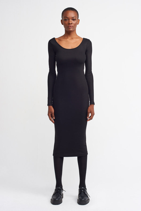 Nu  Slim Fit Midi Dress Black