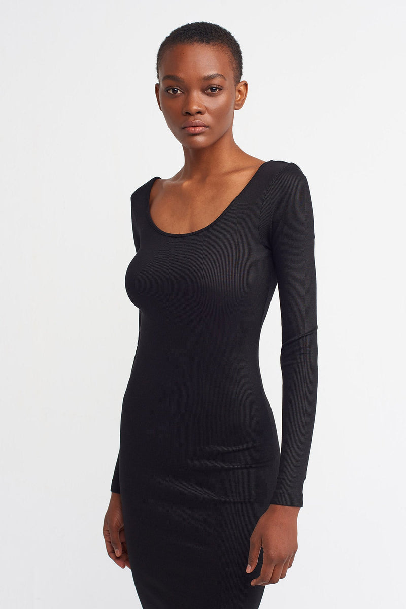 Nu  Slim Fit Midi Dress Black