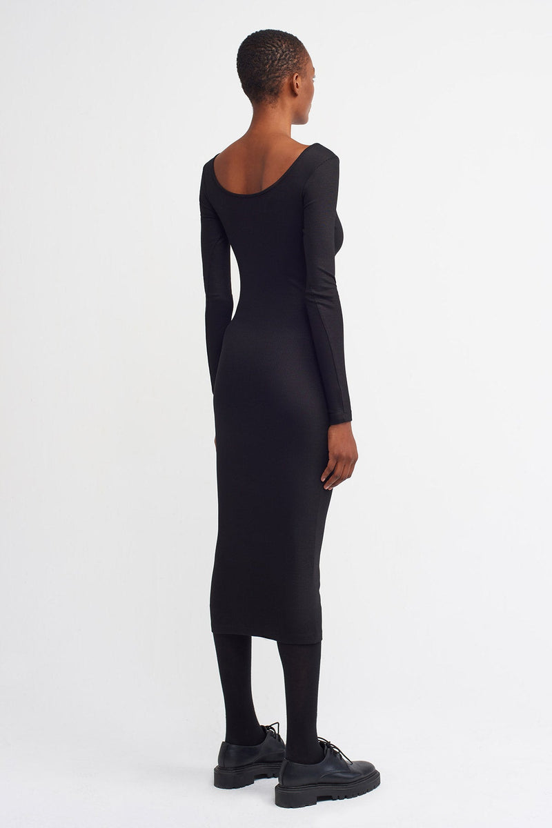 Nu  Slim Fit Midi Dress Black