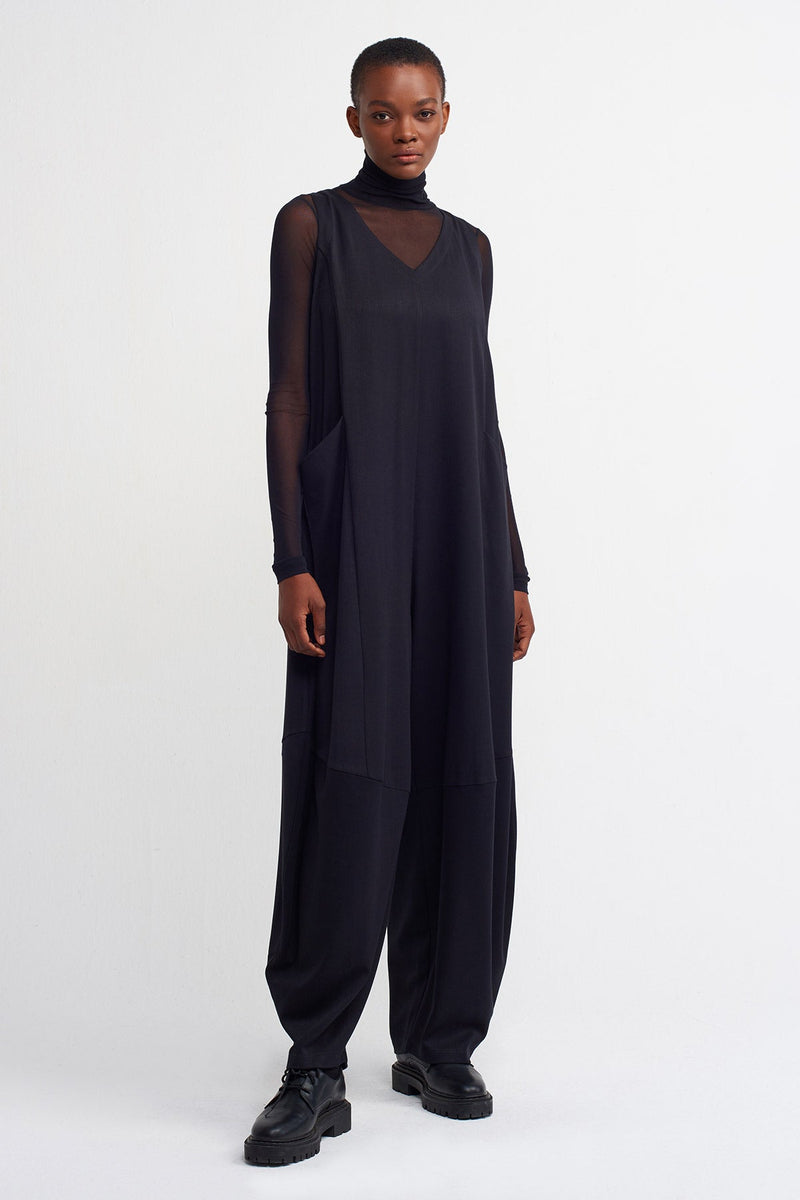 Nu  Flowy V-Neck Jumpsuit Black