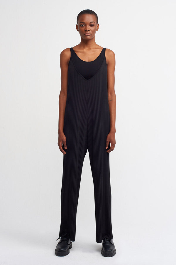 Nu  Thin Strap Ribbed Jumpsuit Black