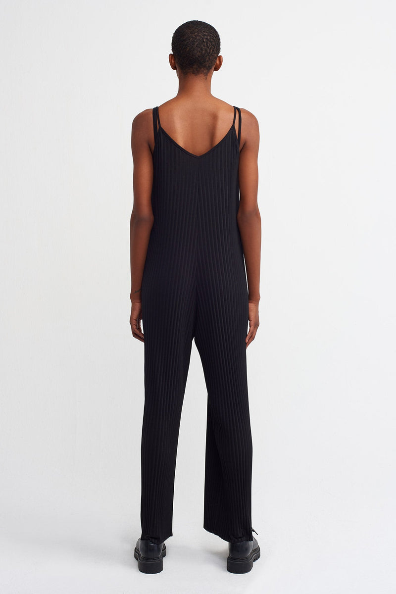 Nu  Thin Strap Ribbed Jumpsuit Black