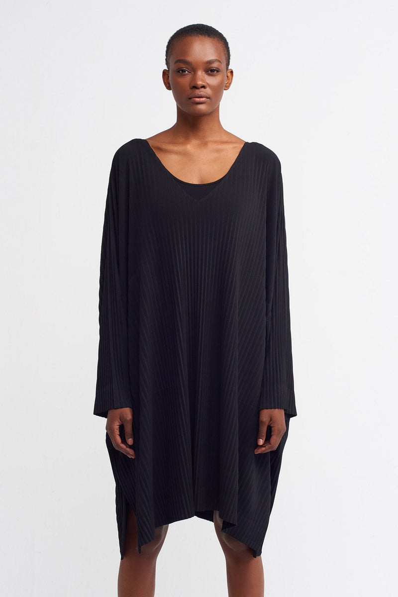 Nu  Basic Oversized Ribbed Dress Black